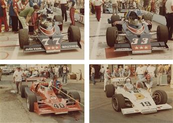 (INDY 500) Album containing 156 photographs of the famed Indiana 500 races, including pre-race parades, practice laps, motorcars zoomin
